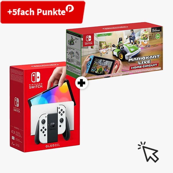 NINTENDO Switch (OLED-Modell) Weiß + MARIOKART LIVE HOME CIRCUIT Luigi